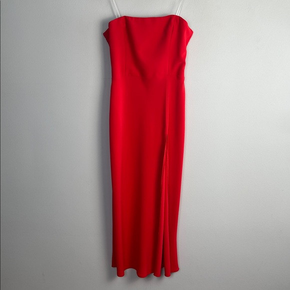Amanda Uprichard Revolve Ivy Gown in Crimson Medium Strapless Dress Formal Dance - Picture 2 of 16